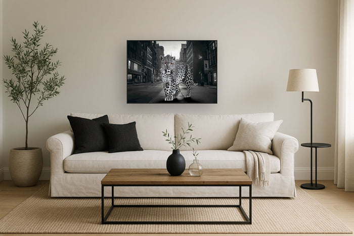Noir Stroll - 28" x 40" Framed Wall Art - Black