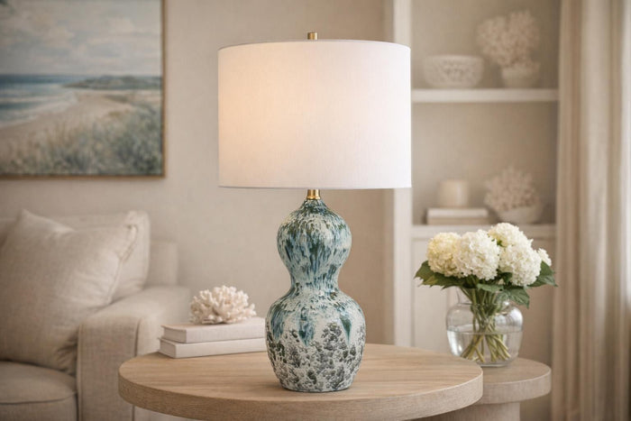 Oceanic Drift Ceramic Table Lamp (Set of 2) - Blue Drip Reactive Glaze