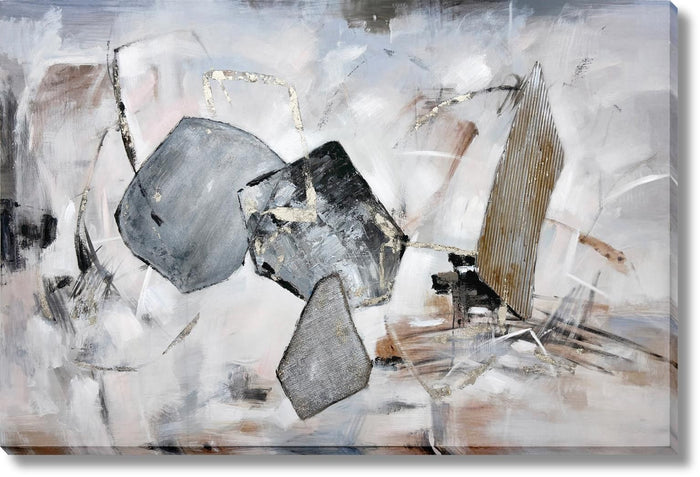 Onyx Drift - 39" x 59" Framed Wall Art - Gray