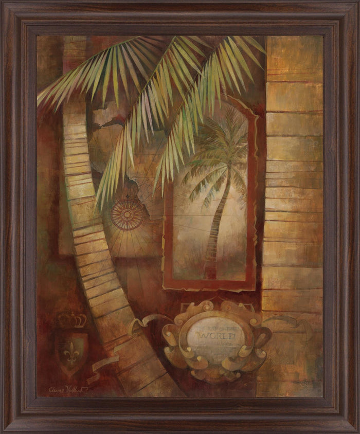 Palm Relic Harmony - 28" x 34" Framed Wall Art - Dark Brown