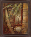 Palm Relic Harmony - 28" x 34" Framed Wall Art - Dark Brown