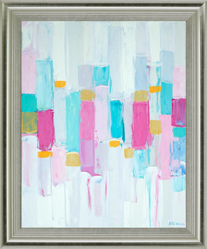 Pastel Block Chorus - 28" x 34" Framed Wall Art - Light Blue