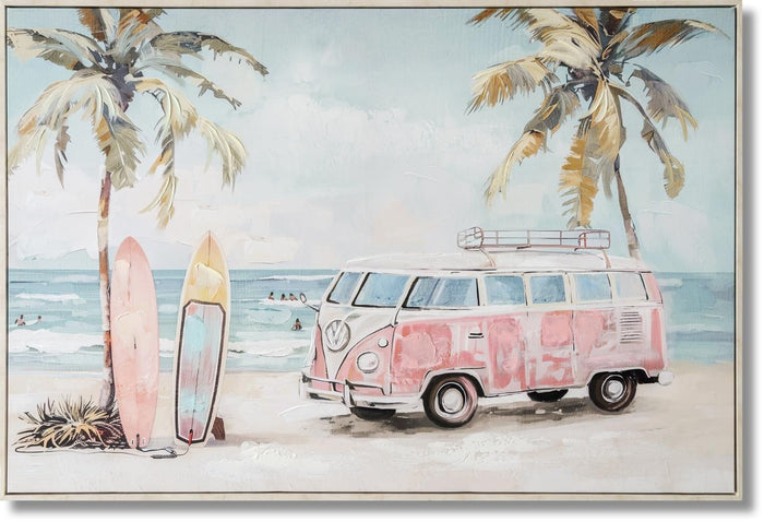Pastel Surf Getaway - 33" x 48" Framed Wall Art - Light Blue