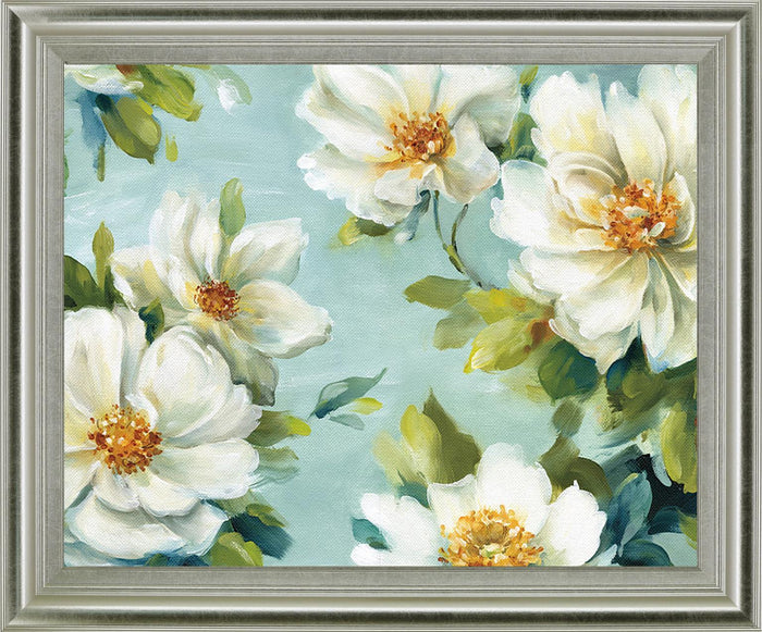 Petal Breeze - 28" x 34" Framed Wall Art - Light Blue