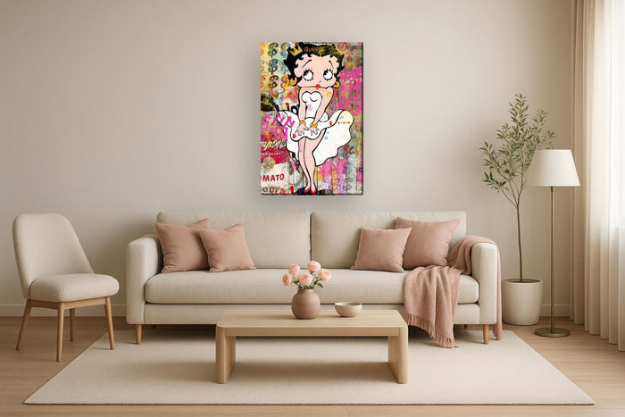 Playful Queen Pop - 32" x 48" Framed Wall Art - Pink