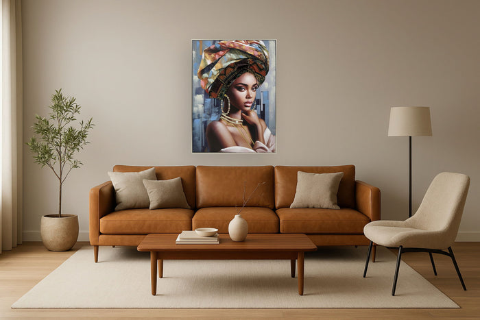 Radiant Muse - 40" x 30" Framed Wall Art - Blue