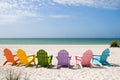 Rainbow Chairs On Beach - Blue