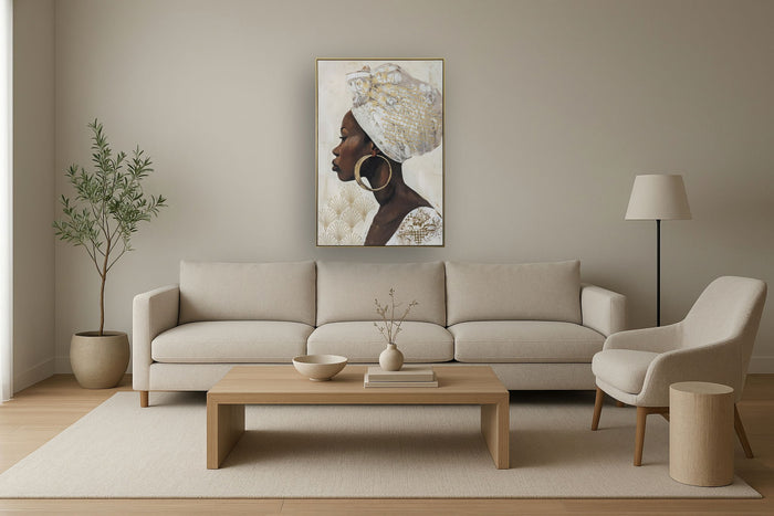 Regal Gilded Profile - 33" x 48" Framed Wall Art - Gray