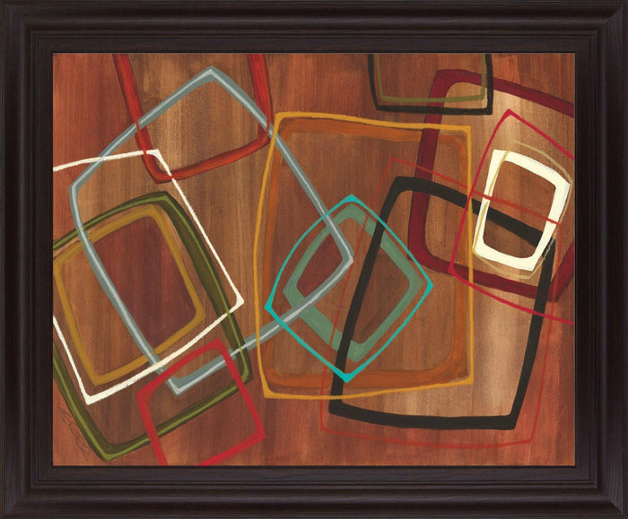 Retro Squares - 28" x 34" Framed Wall Art - Dark Brown