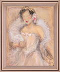 Rosy Evening Muse - 28" x 34" Framed Wall Art - Beige