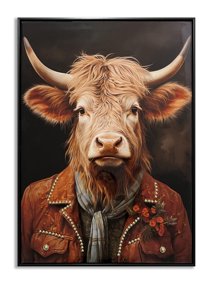 Rustic Dapper Highland - 21" x 29" Framed Wall Art - Dark Brown
