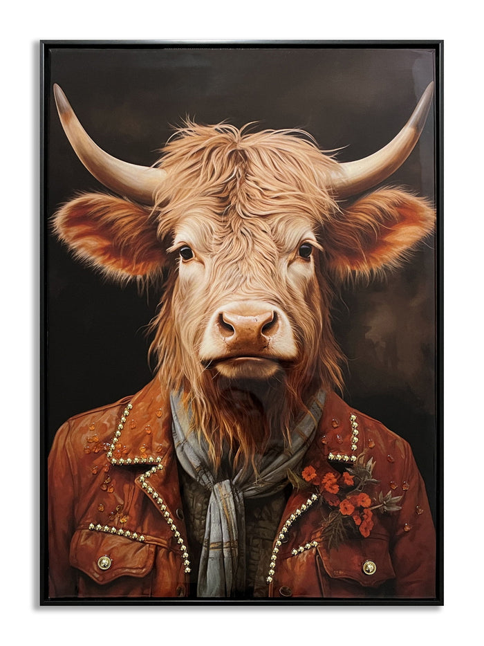Rustic Dapper Highland - 21" x 29" Framed Wall Art - Dark Brown