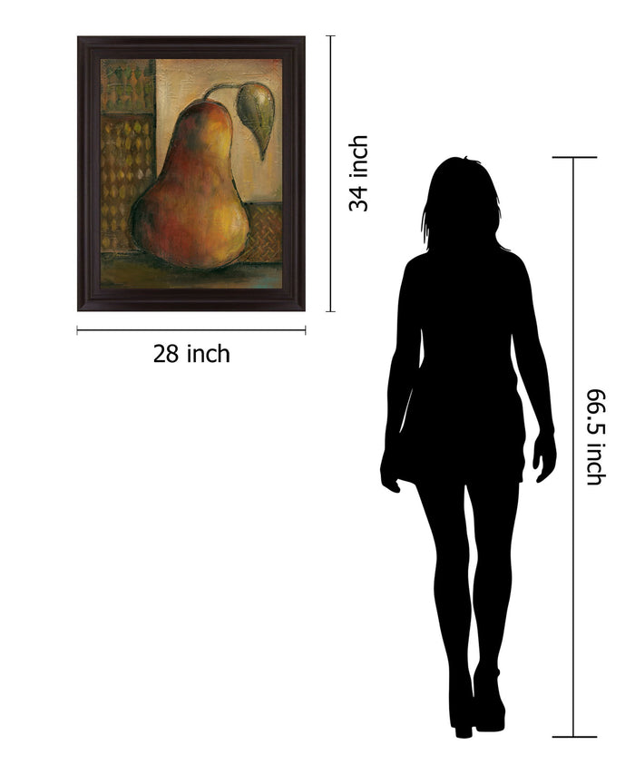 Rustic Golden Pear - 28" x 34" Framed Wall Art - Gold
