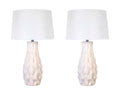 "Sculpted Elegance" Ceramic Table Lamp (Set of 2) - White Sand