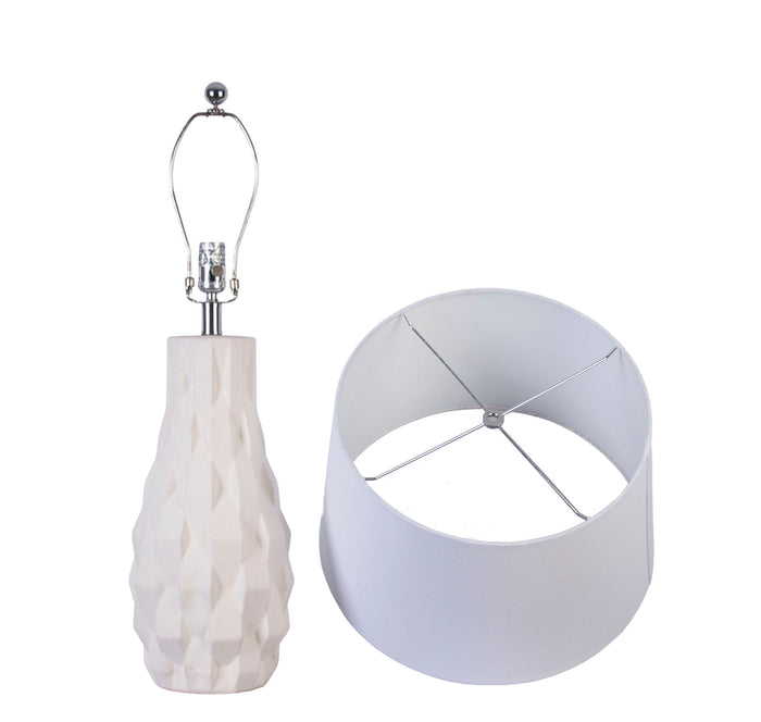 "Sculpted Elegance" Ceramic Table Lamp (Set of 2) - White Sand