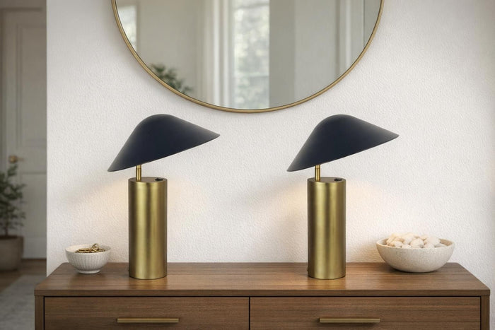 Sculpted Glow Metal Accent Lamp (Set of 2) - Brushed Gold / Matte Black