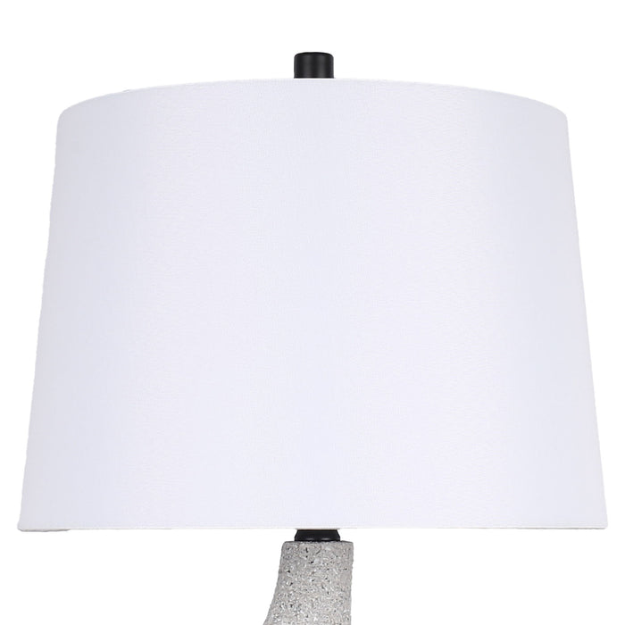 Sculpted Waves Resin & Metal Table Lamp (Set of 2) - White Stone / Matte Black