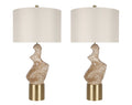 "Sculptural Serenity" Ceramic Table Lamp (Set of 2) - Stone / Soft Gold