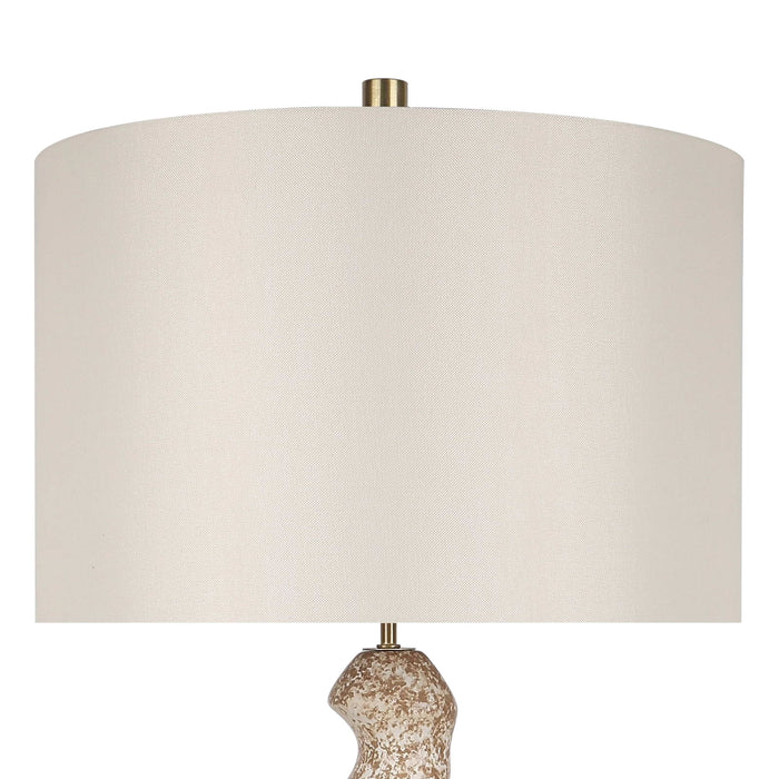 "Sculptural Serenity" Ceramic Table Lamp (Set of 2) - Stone / Soft Gold