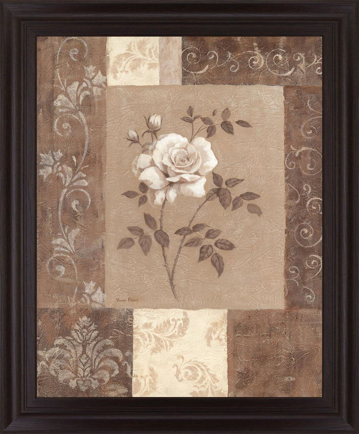 Sepia Rose Elegance - 28" x 34" Framed Wall Art - Beige