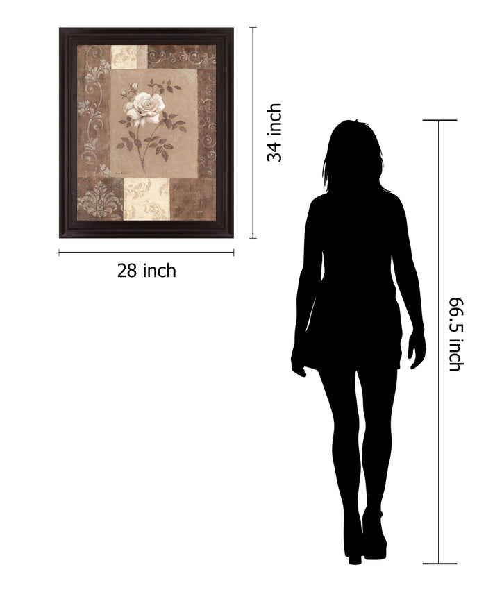 Sepia Rose Elegance - 28" x 34" Framed Wall Art - Beige