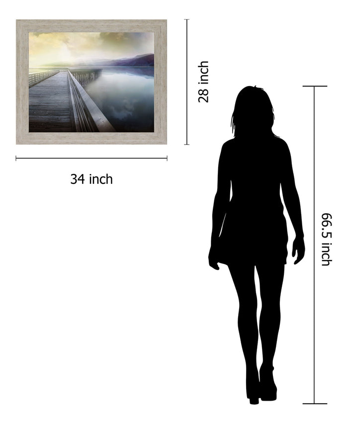 Serene Dawn Pathway - 28" x 34" Framed Wall Art - Gray
