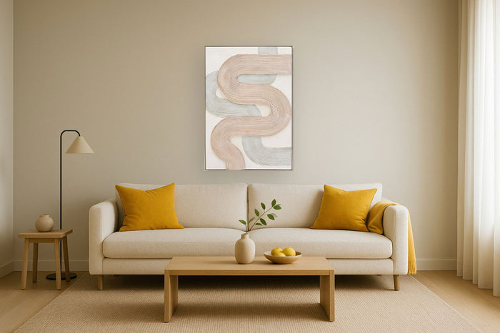 Serene Uplift - 28" x 40" Framed Wall Art - Beige