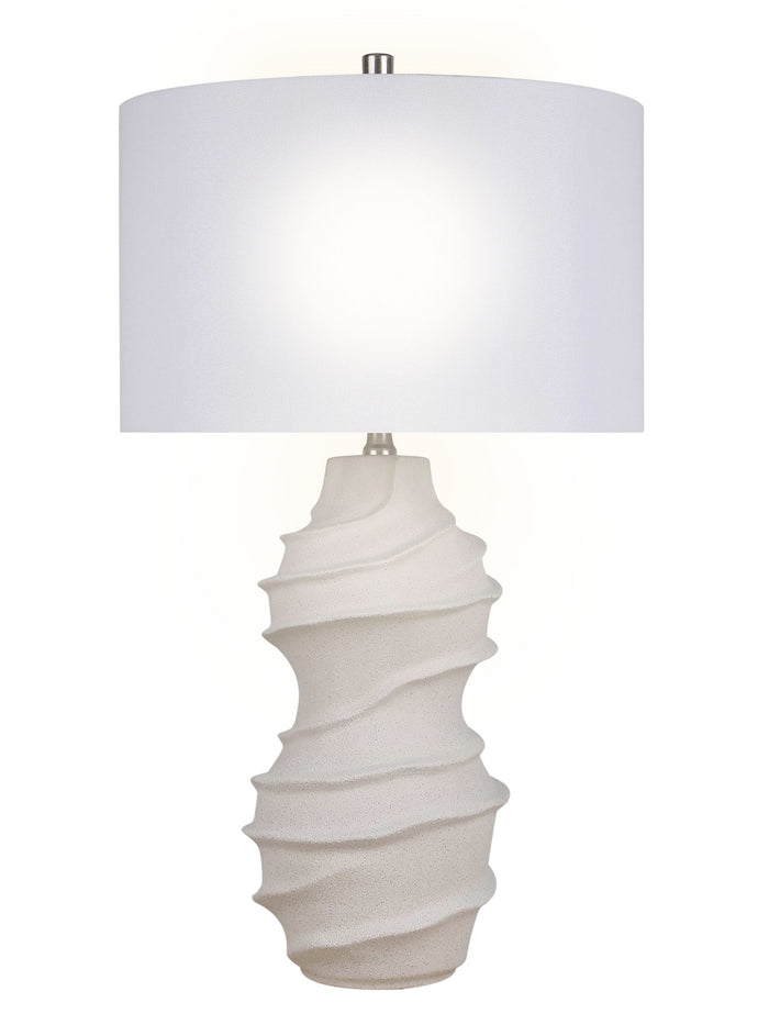 "Serenity Waves" Ceramic Table Lamp - Off White