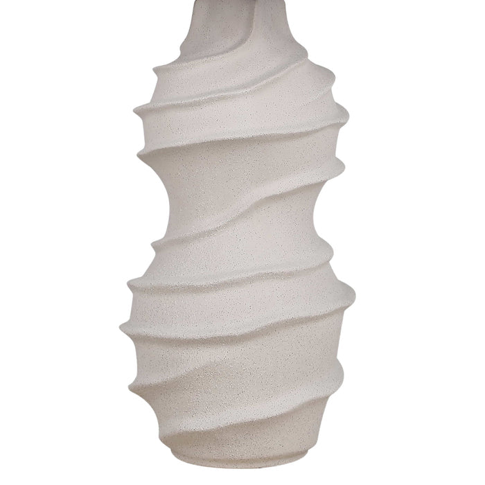 "Serenity Waves" Ceramic Table Lamp - Off White