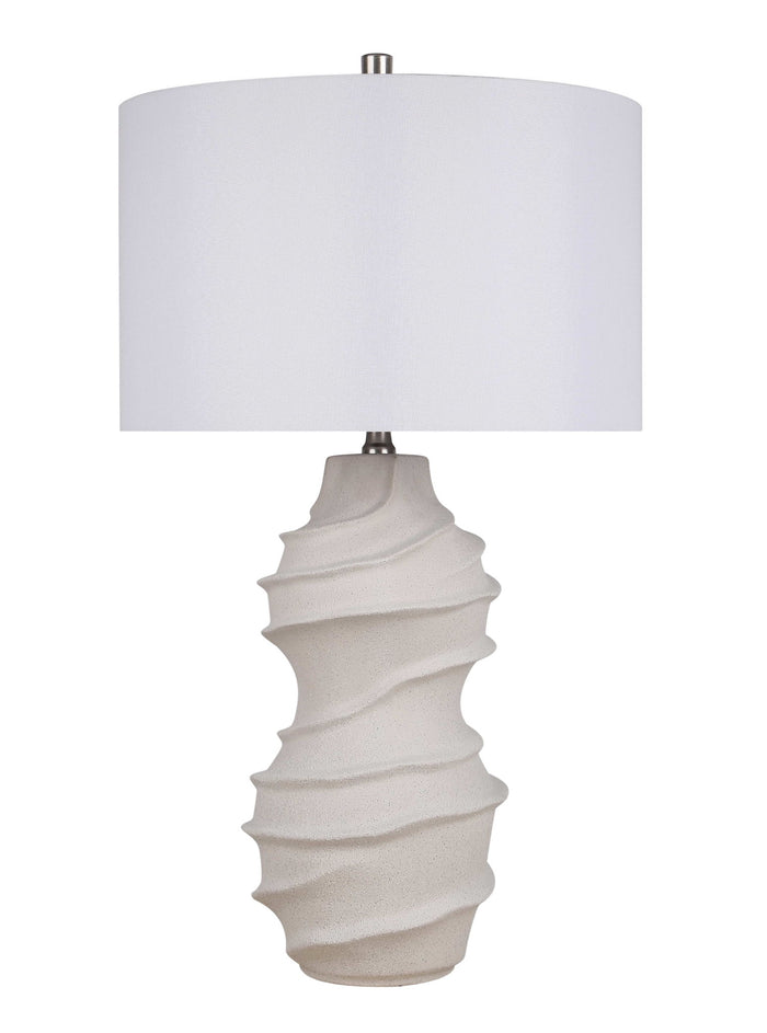 "Serenity Waves" Ceramic Table Lamp - Off White