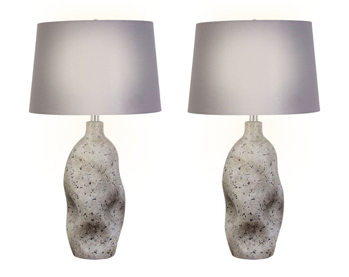 "Stonehaven Elegance" Ceramic Table Lamp (Set of 2) - Natural Stone