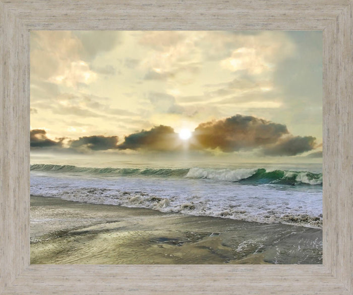 Sunlit Breakers - 28" x 34" Framed Wall Art - Beige