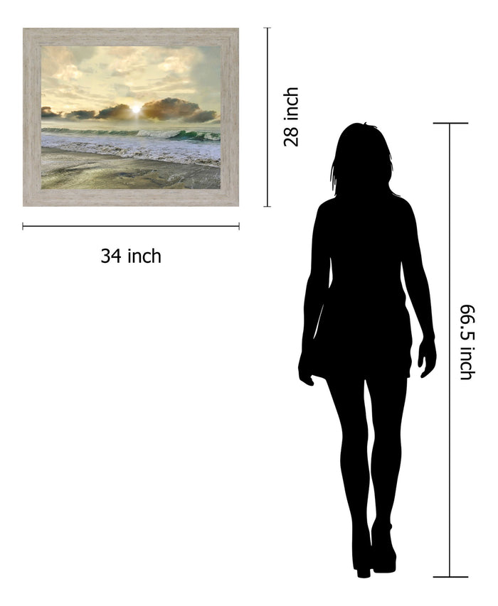 Sunlit Breakers - 28" x 34" Framed Wall Art - Beige