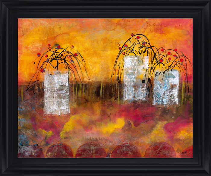 Sunlit Whimsy - 28" x 34" Framed Wall Art - Orange
