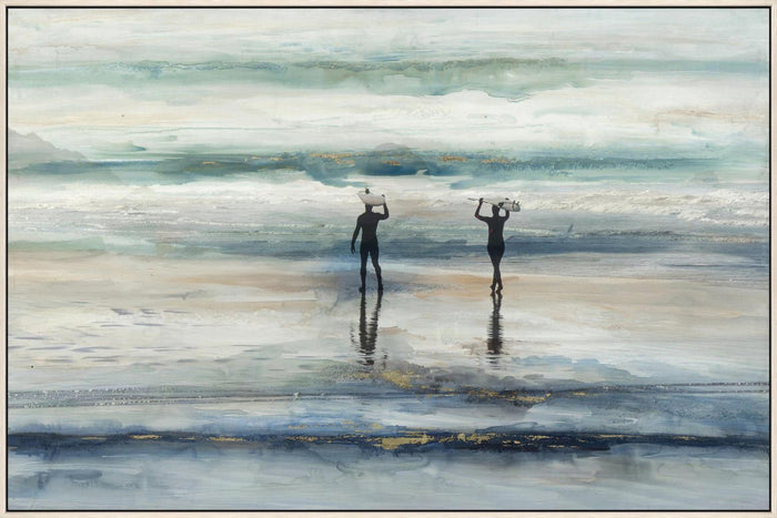 Surfer Stroll - 32" x 48" Framed Wall Art - Blue