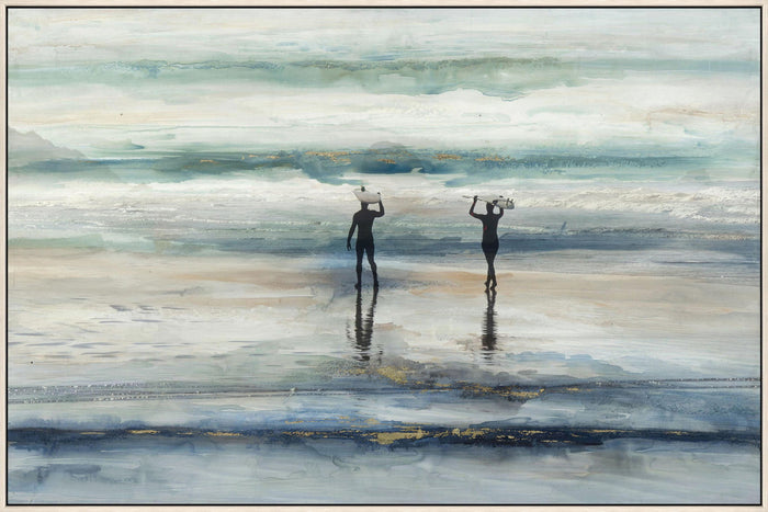 Surfer Stroll - 32" x 48" Framed Wall Art - Blue