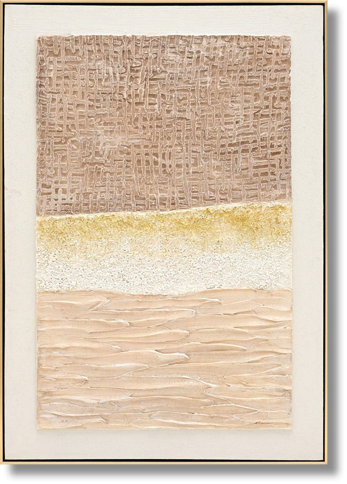 Textured Dune Layers - 28" x 40" Framed Wall Art - Beige