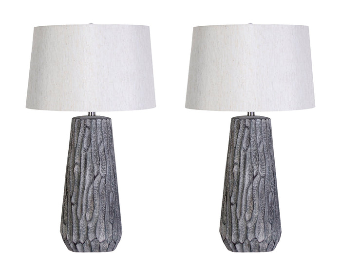 "Textured Elegance" Ceramic Table Lamp (Set of 2) - Gray