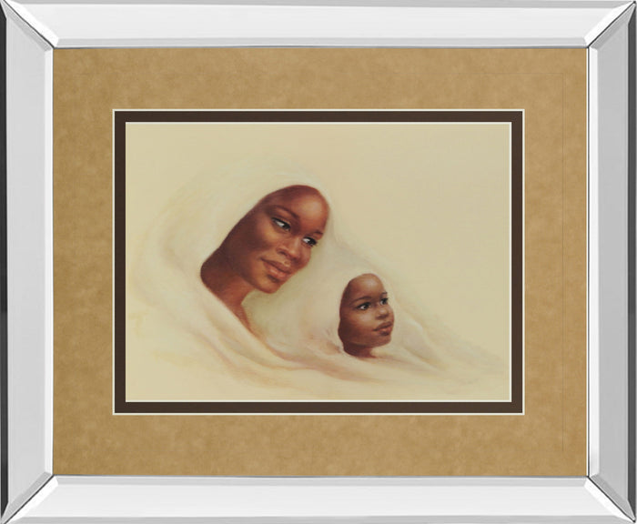 Two Generations - Mirror Framed Print Wall Art - Beige