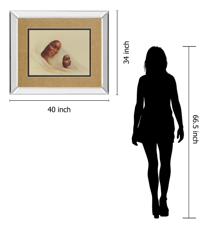 Two Generations - Mirror Framed Print Wall Art - Beige