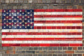 Usa Flag On Brick 2 By JG Studios - Red