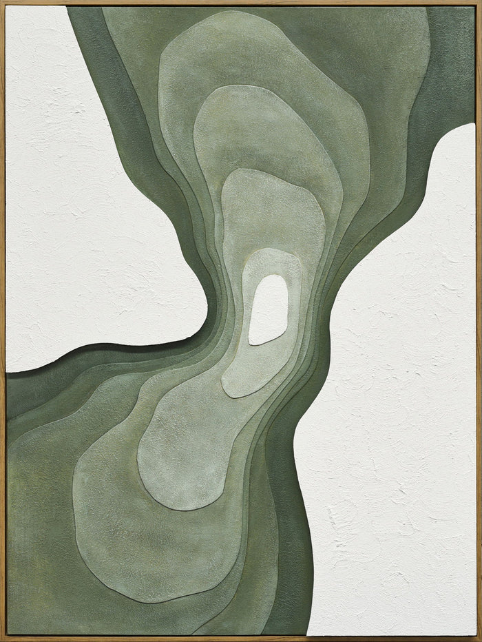 Verdant Passage Hand-Painted LED Canvas In Frame - Sage / Green