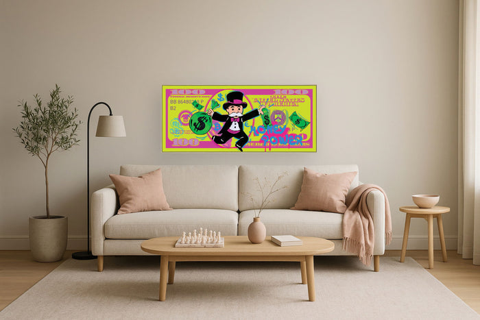 Vivid Fortune Parade - 28" x 63" Framed Wall Art - Yellow