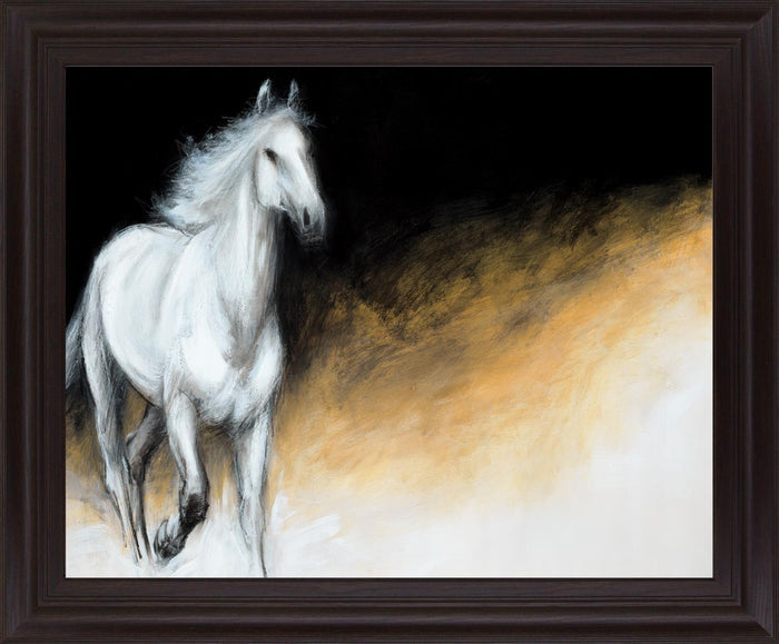 Wild Ember Stallion - 28" x 34" Framed Wall Art - Black