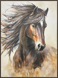 Windborne Stallion Hand-Embellished Canvas In Frame - Brown / Ivory