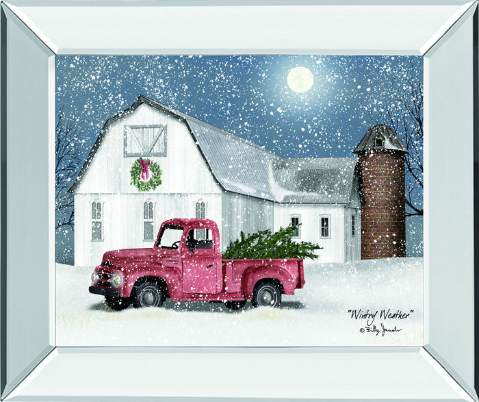 Wintry Weather By Billy Jacobs - Mirror Framed Print Wall Art - Dark Gray